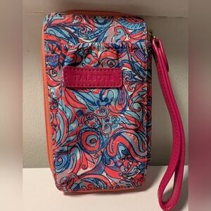 Talbots Paisley Zip-Around Wristlet Wallet & Phone Case | Pink & Blue